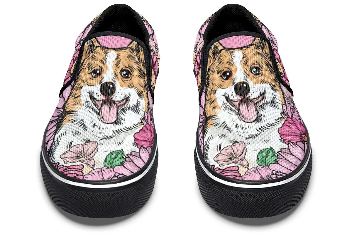 Illustrated Corgi Slip-On Shoes