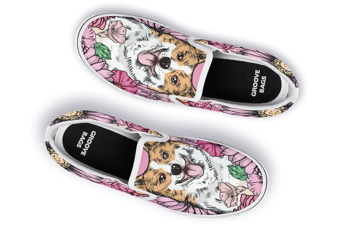 Illustrated Corgi Slip-On Shoes