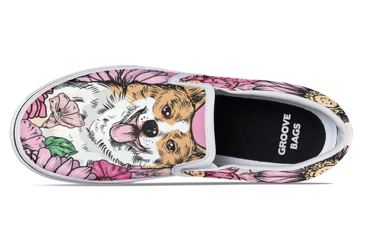 Illustrated Corgi Slip-On Shoes