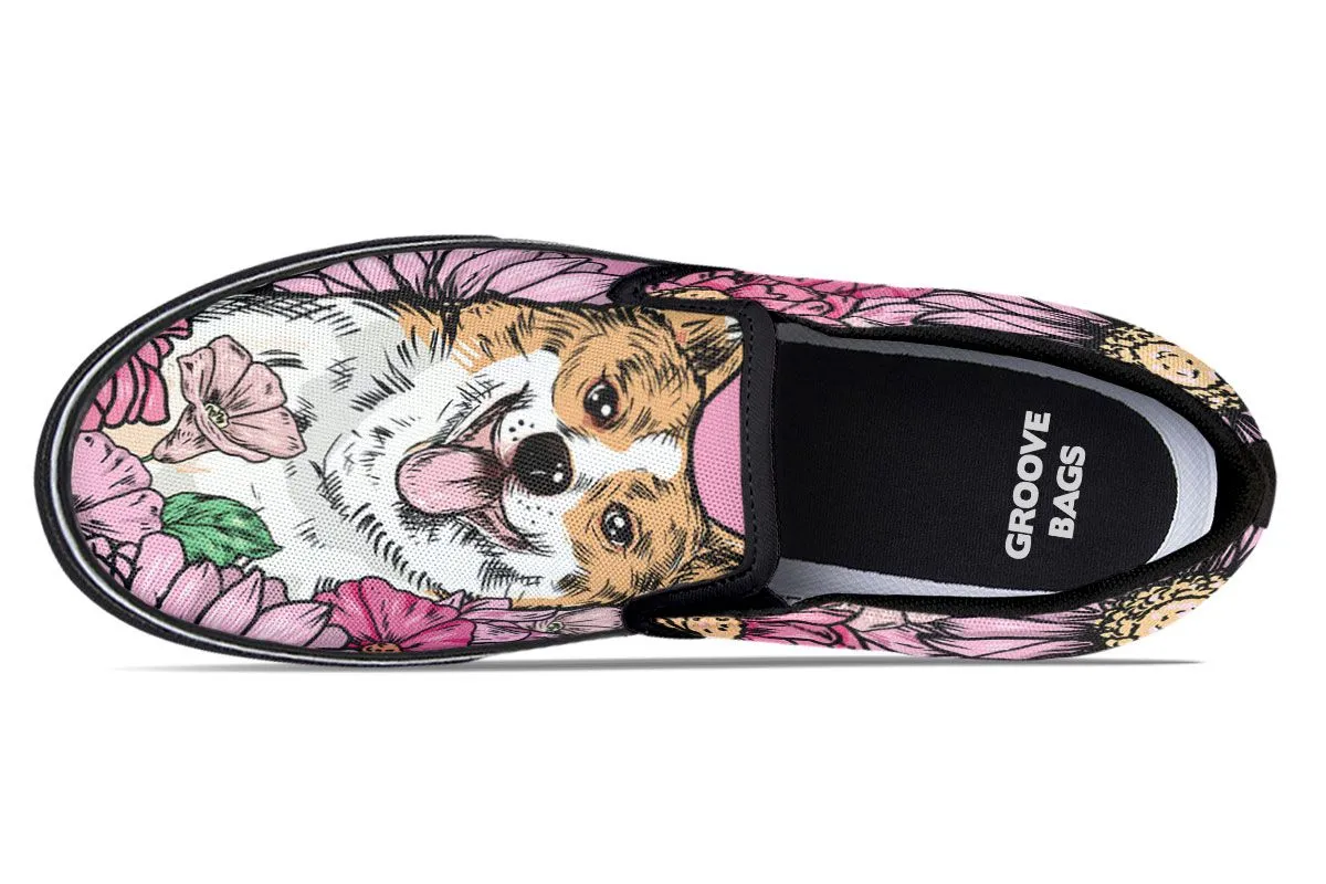 Illustrated Corgi Slip-On Shoes