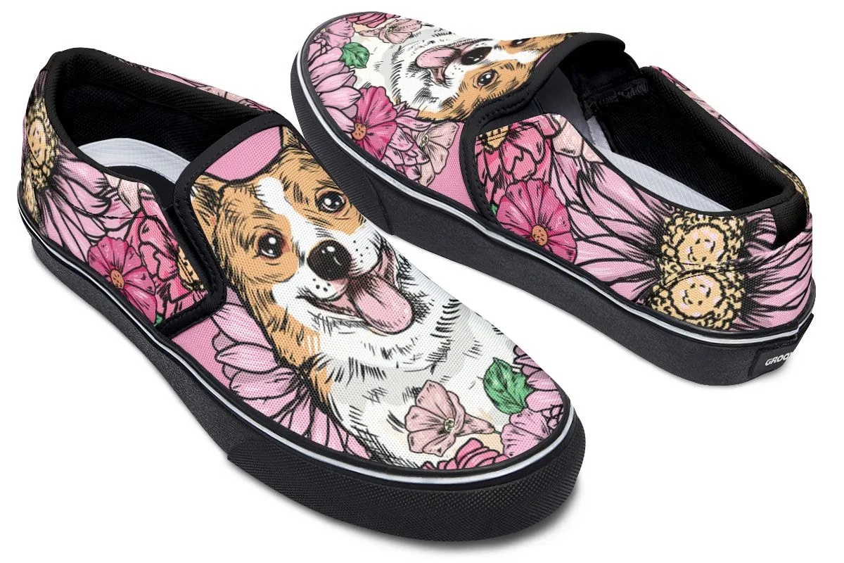 Illustrated Corgi Slip-On Shoes
