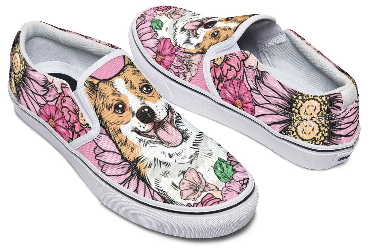 Illustrated Corgi Slip-On Shoes