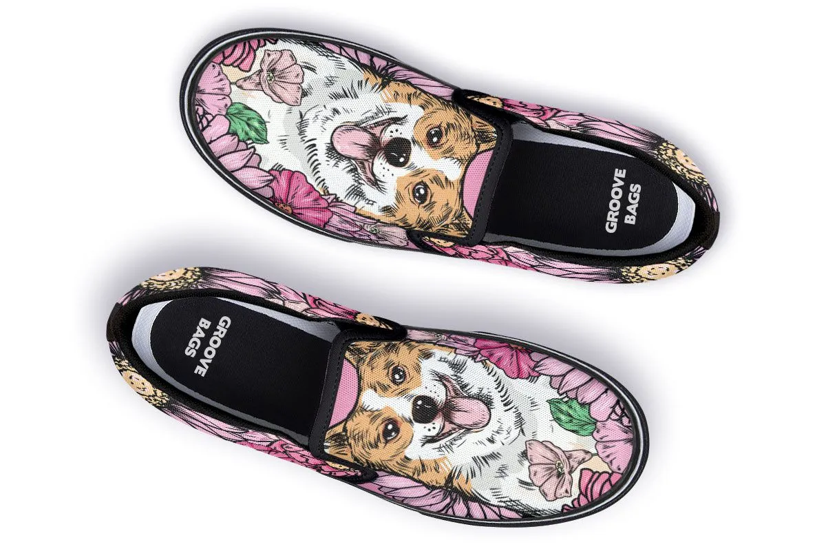 Illustrated Corgi Slip-On Shoes