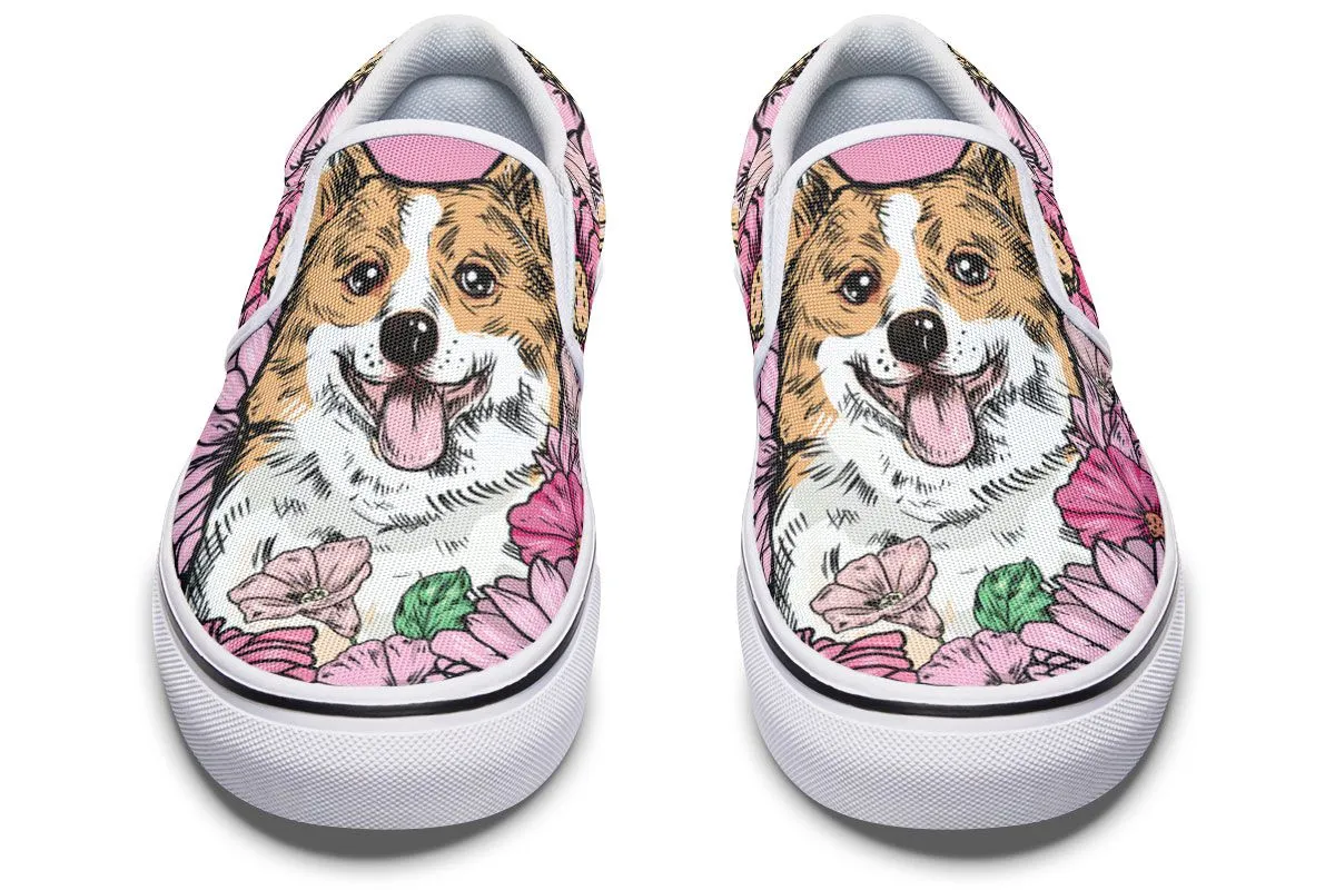 Illustrated Corgi Slip-On Shoes