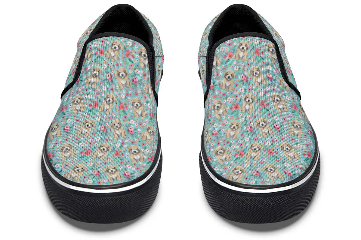 Maltipoo Flower Slip-On Shoes