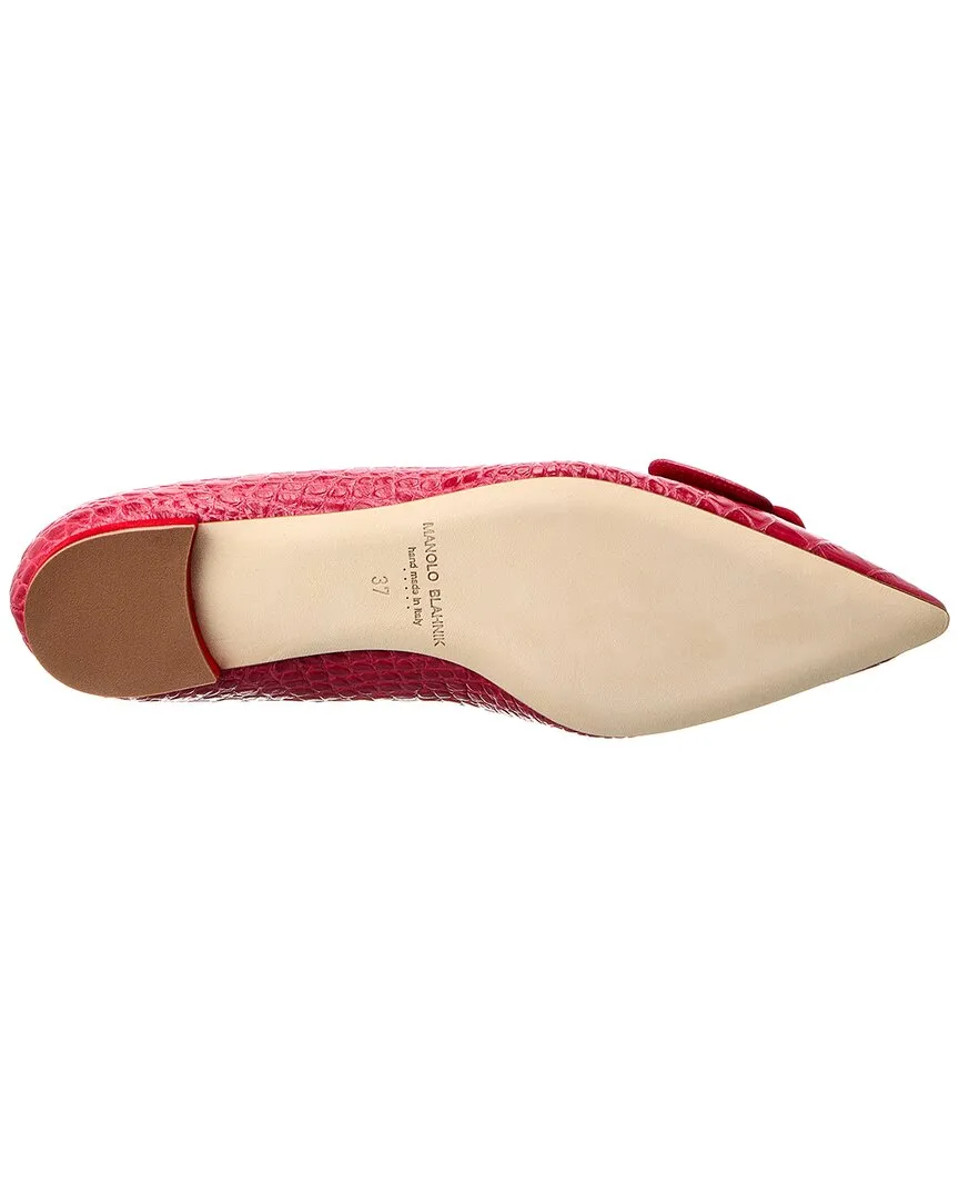 Manolo Blahnik Maysale Embossed Leather Flat