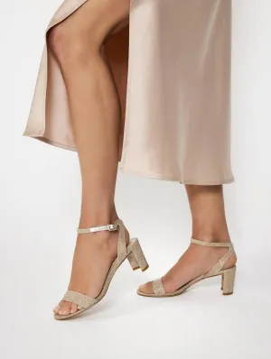 Moira 2 Low Heel Sandals In Plantino Gold