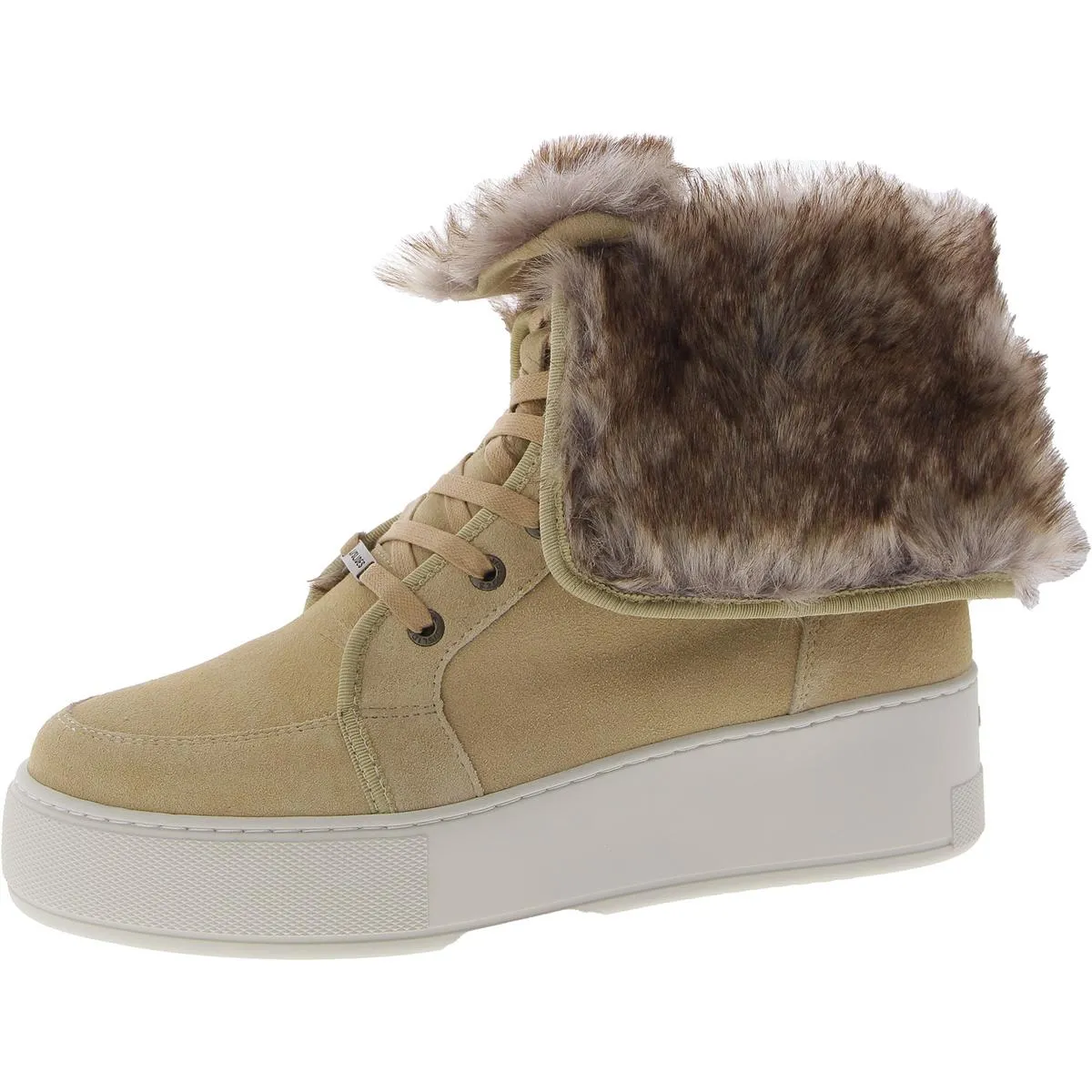 Mosey Womens Suede Faux Fur Casual and Fashion Sneakers