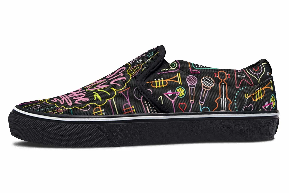 Neon Music Slip-On Shoes