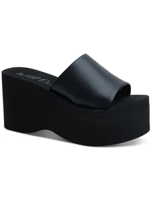 Nylaap Womens Faux Leather Slip On Wedge Sandals