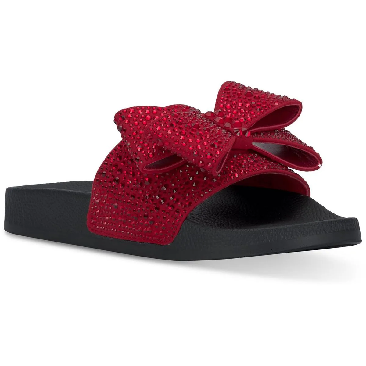 Peymin 76 Womens Rhinestone Flat Pool Slides