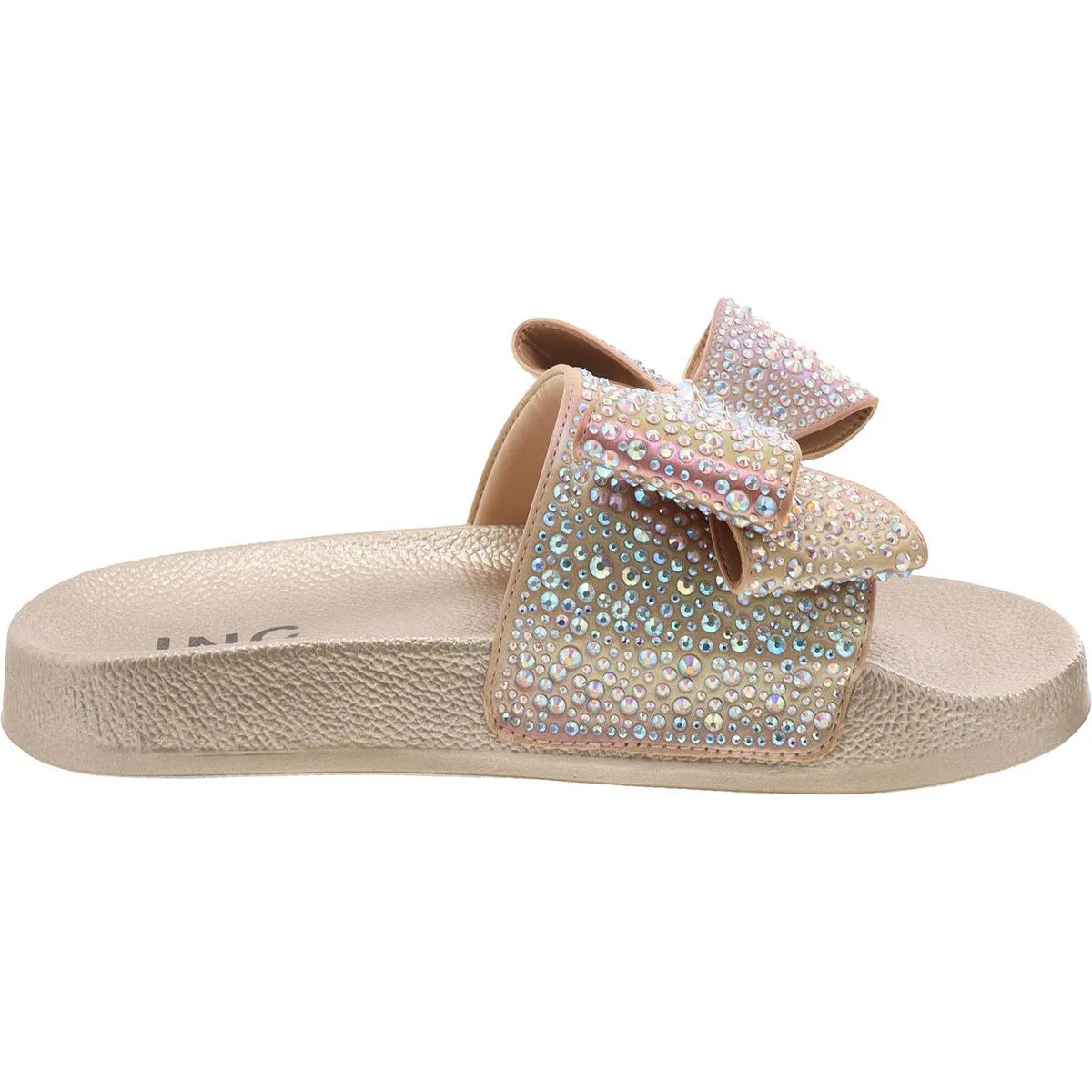 Peymin 76 Womens Rhinestone Flat Pool Slides