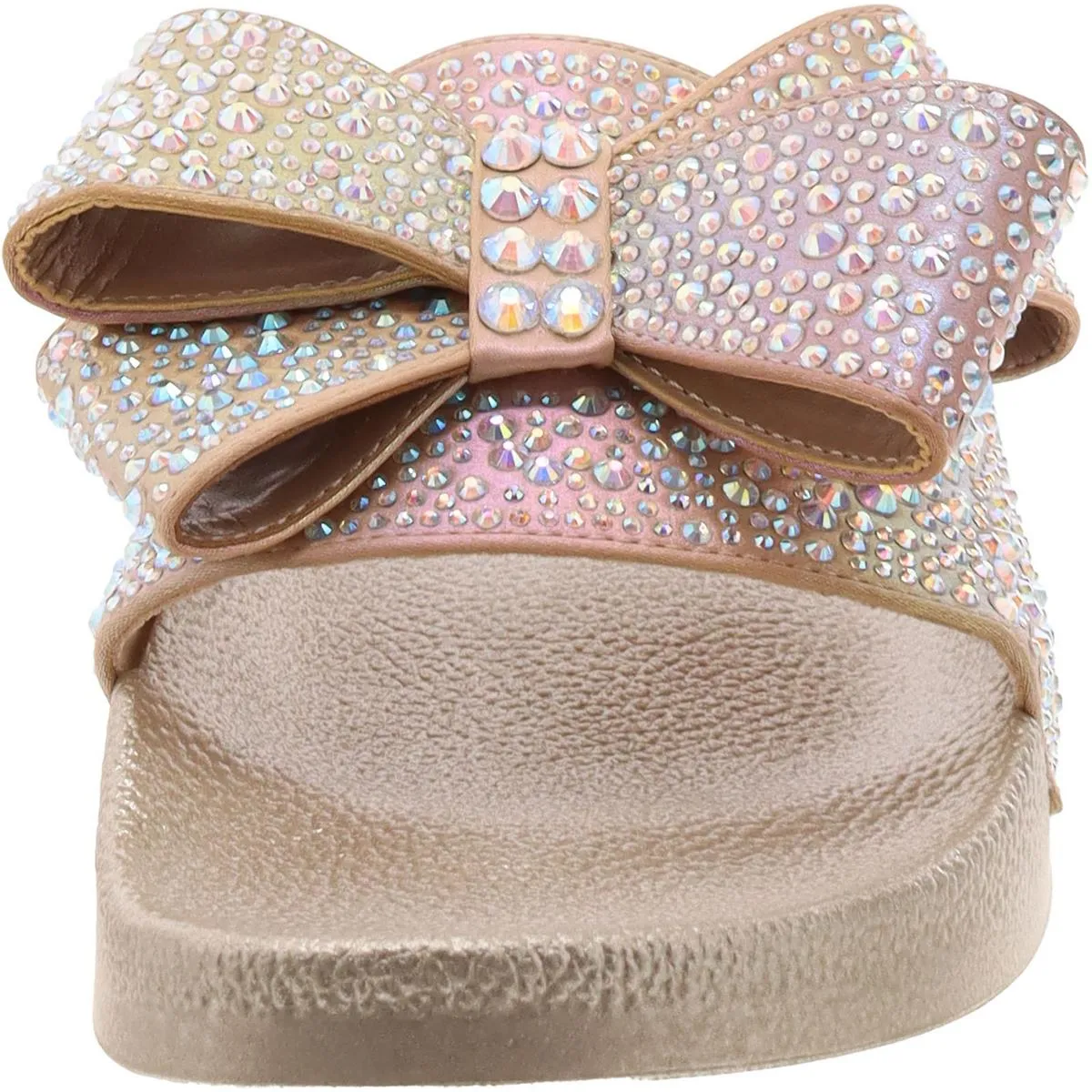 Peymin 76 Womens Rhinestone Flat Pool Slides