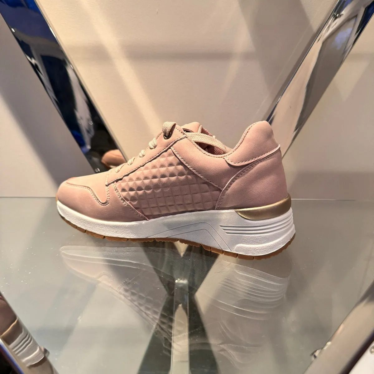 Pink wedge trainers