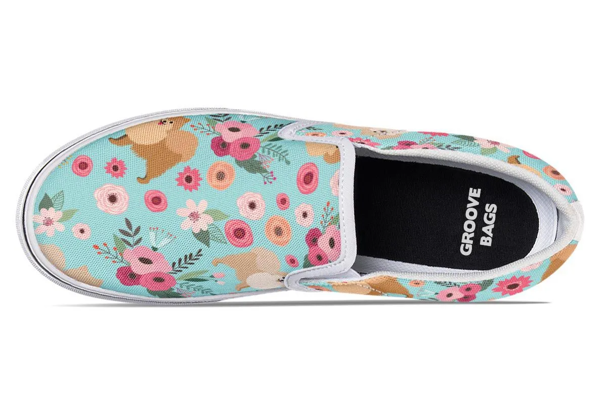 Pomeranian Flower Slip-On Shoes
