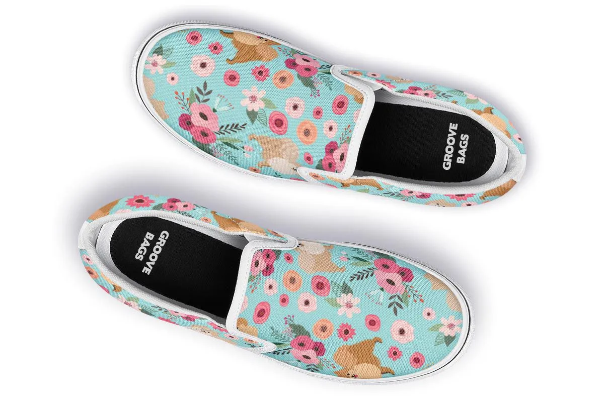 Pomeranian Flower Slip-On Shoes