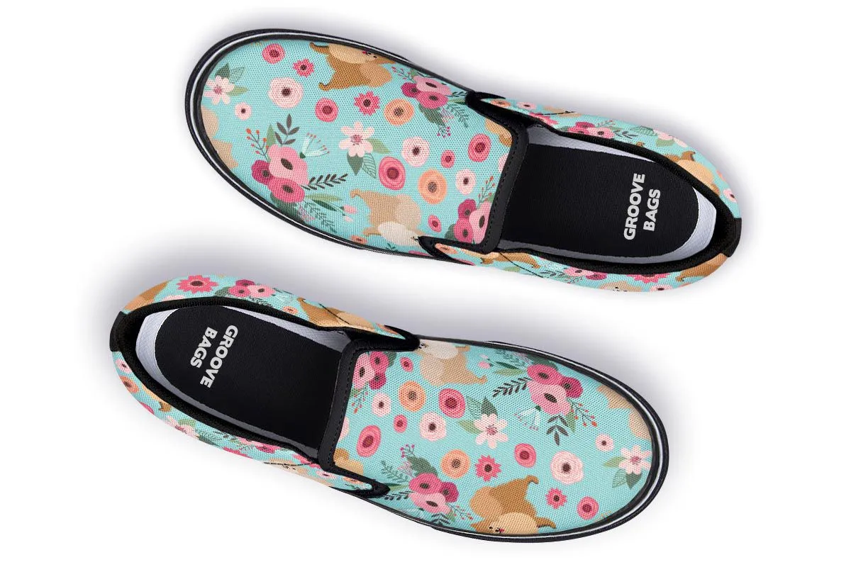 Pomeranian Flower Slip-On Shoes