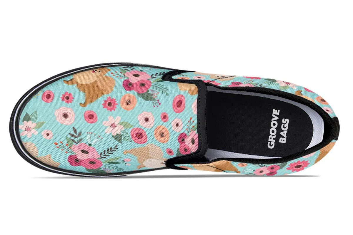 Pomeranian Flower Slip-On Shoes
