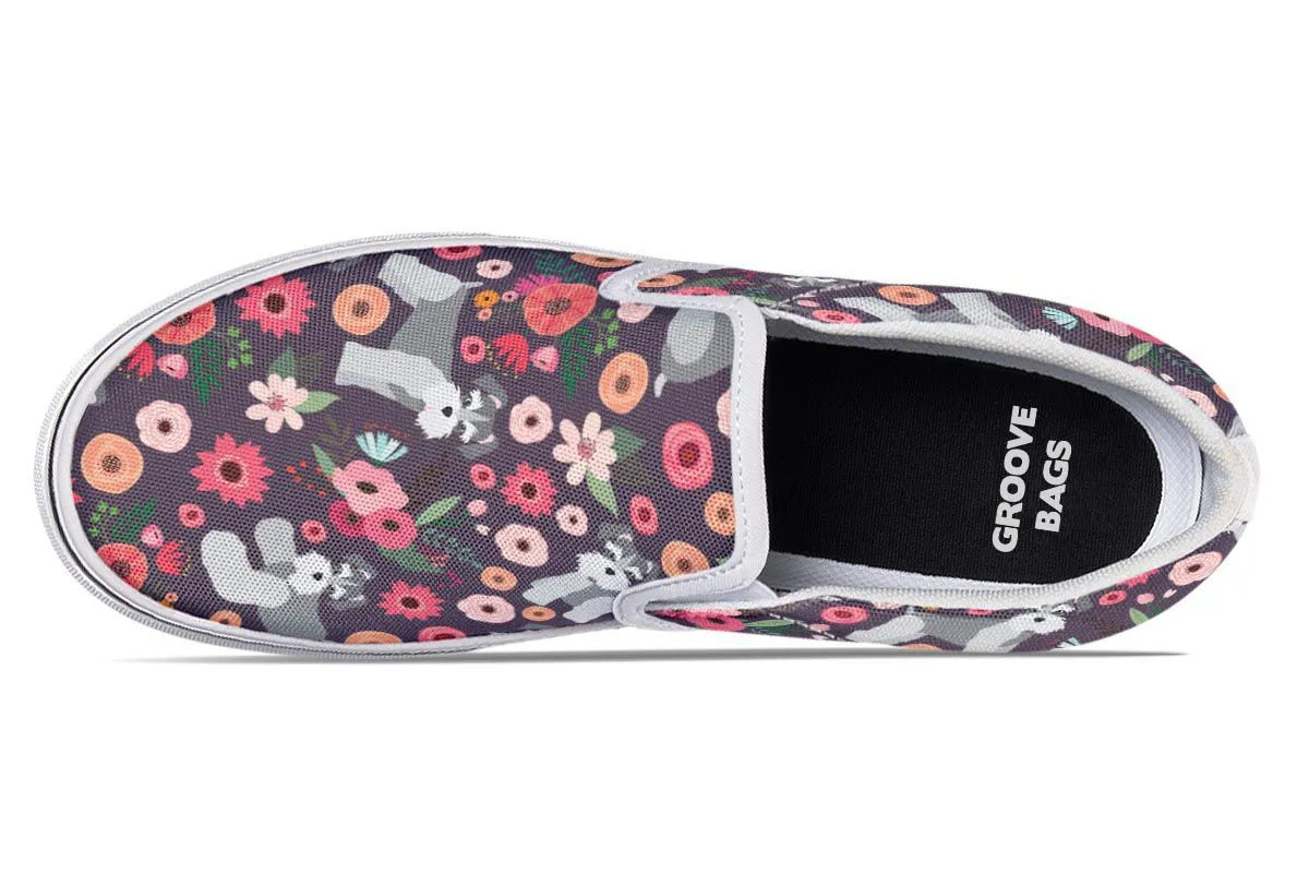 Schnauzer Flower Slip-On Shoes