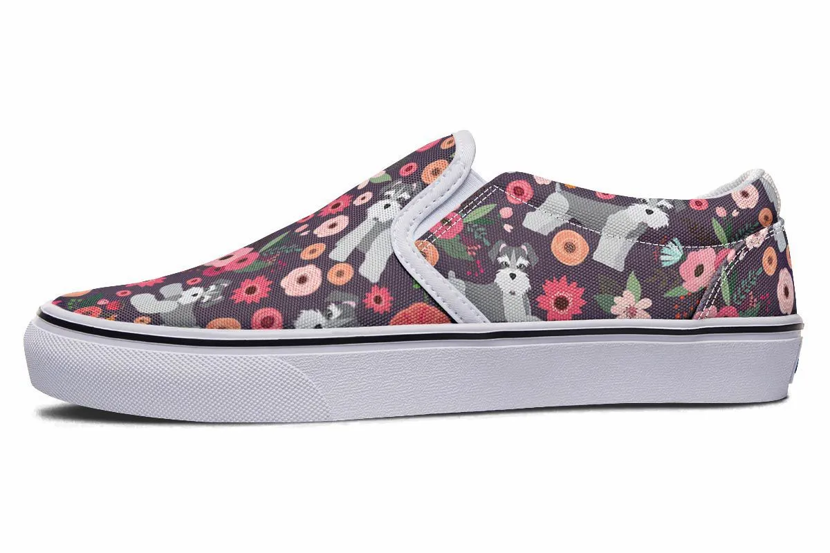 Schnauzer Flower Slip-On Shoes