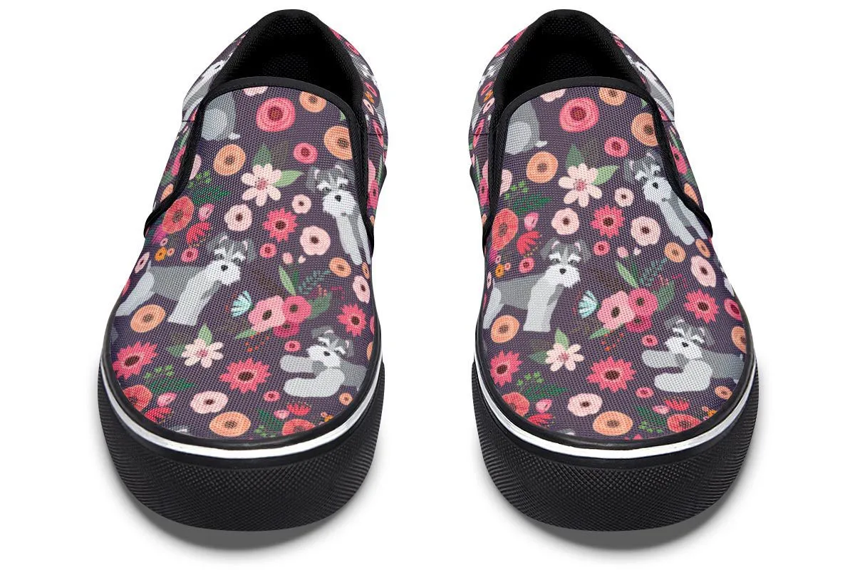 Schnauzer Flower Slip-On Shoes