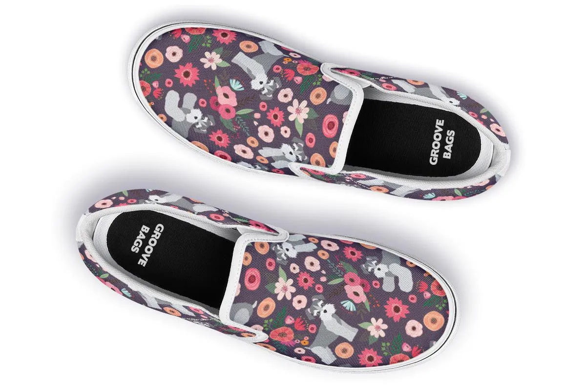 Schnauzer Flower Slip-On Shoes