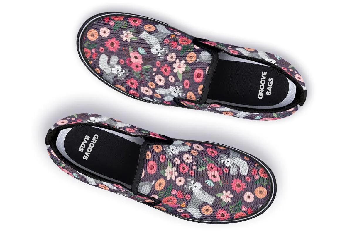 Schnauzer Flower Slip-On Shoes