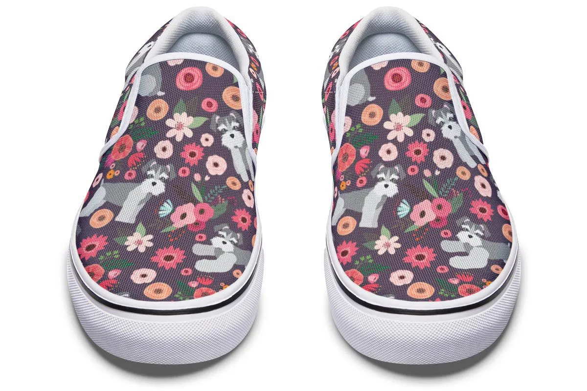 Schnauzer Flower Slip-On Shoes
