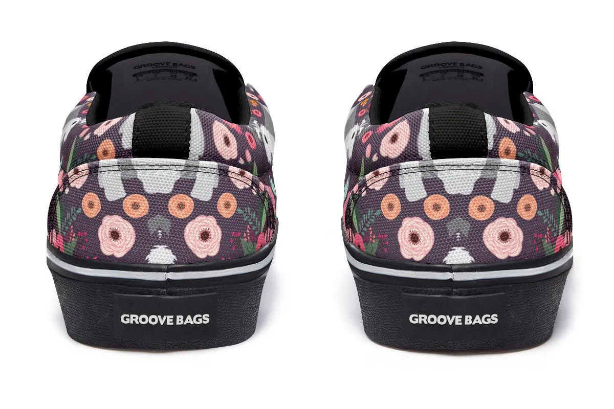 Schnauzer Flower Slip-On Shoes