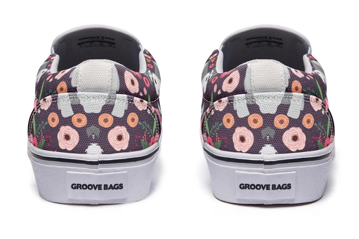 Schnauzer Flower Slip-On Shoes