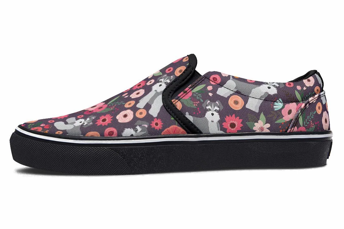 Schnauzer Flower Slip-On Shoes