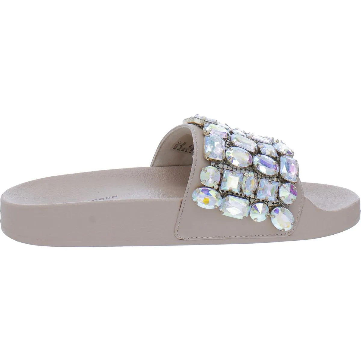 Simplify Womens Slip On Rhinestone Slide Sandals