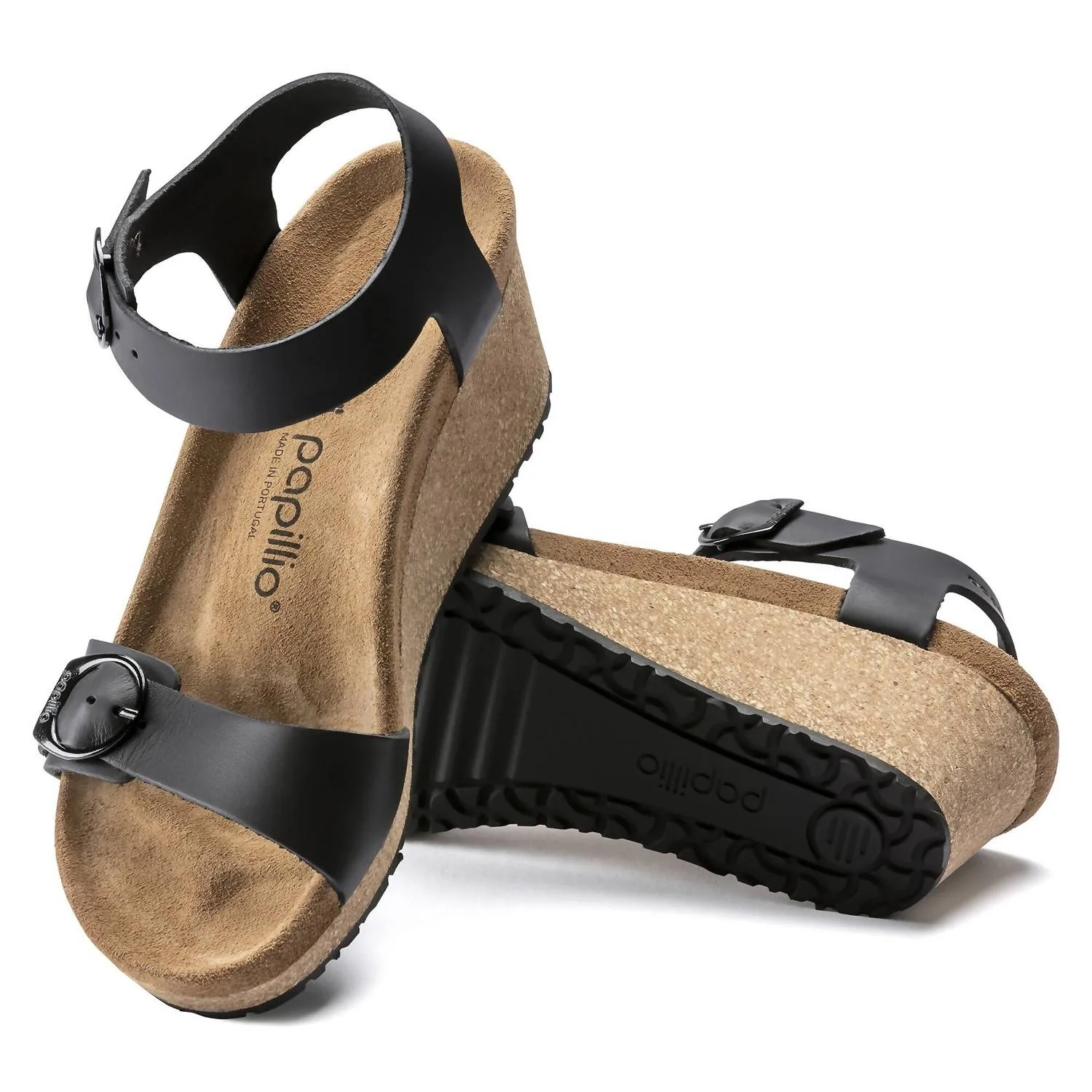 Soley Ring-Buckle Wedge Sandal In Black