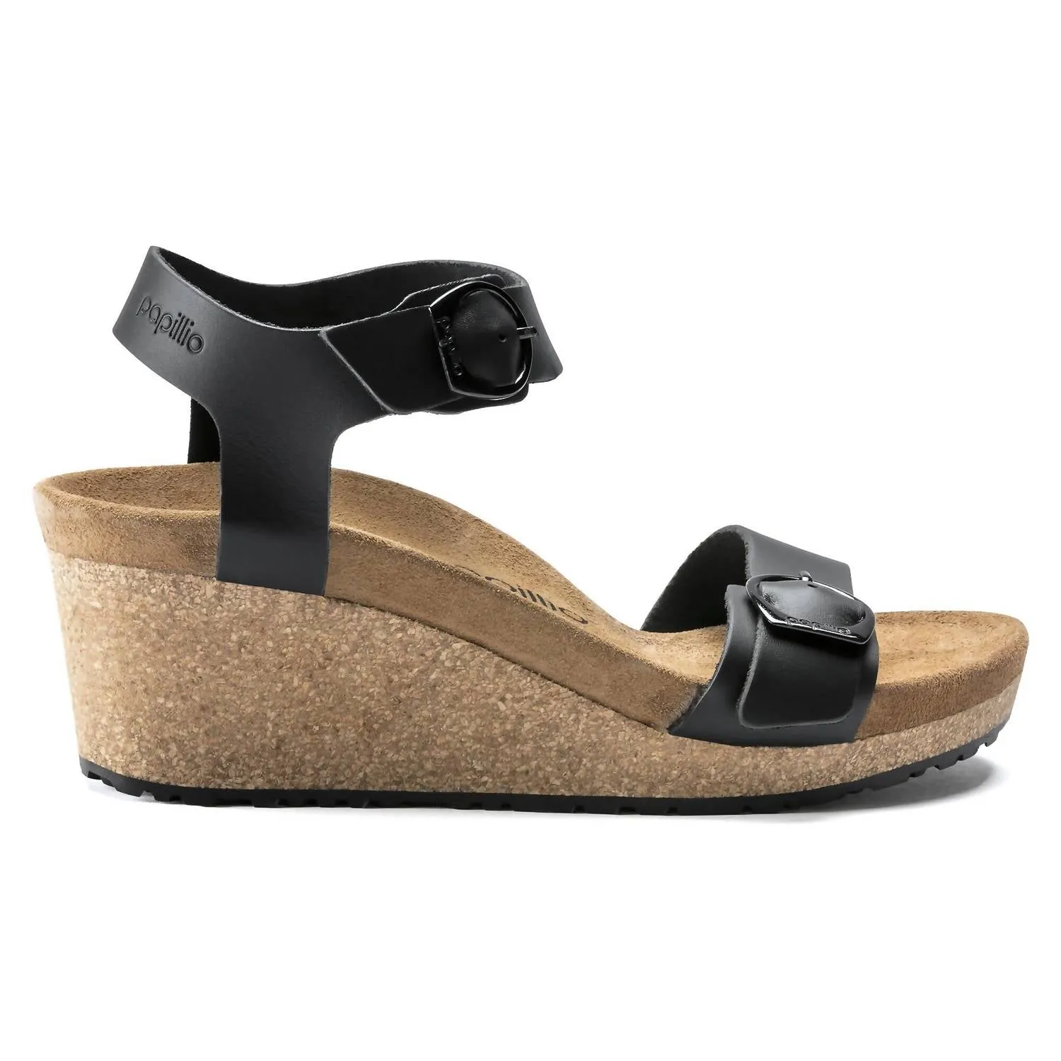 Soley Ring-Buckle Wedge Sandal In Black