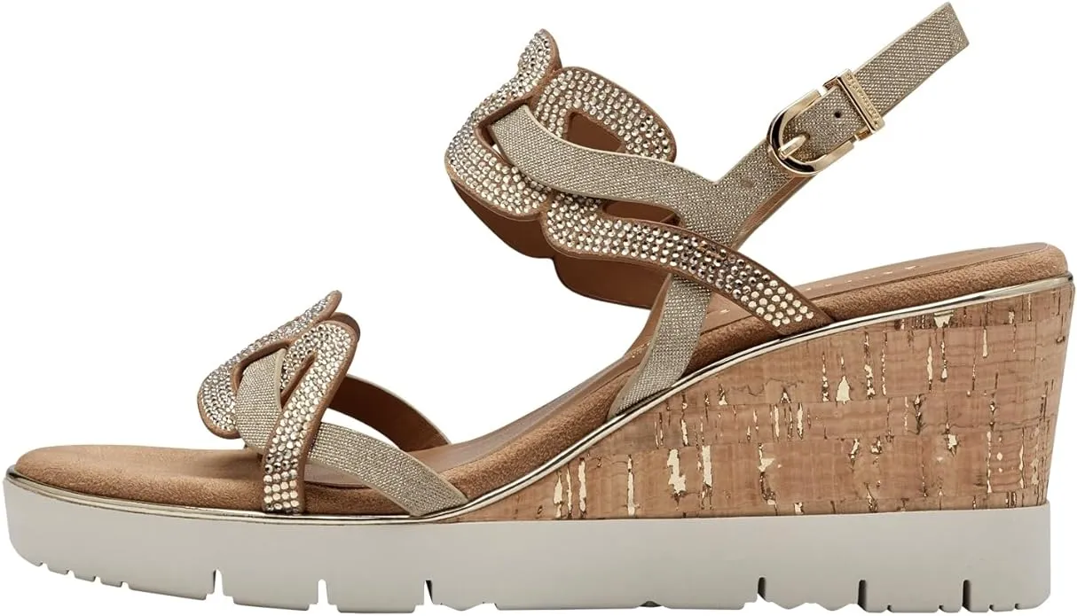 Tamaris Wedge Sparkle Sandal in Gold