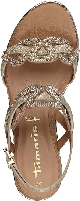 Tamaris Wedge Sparkle Sandal in Gold
