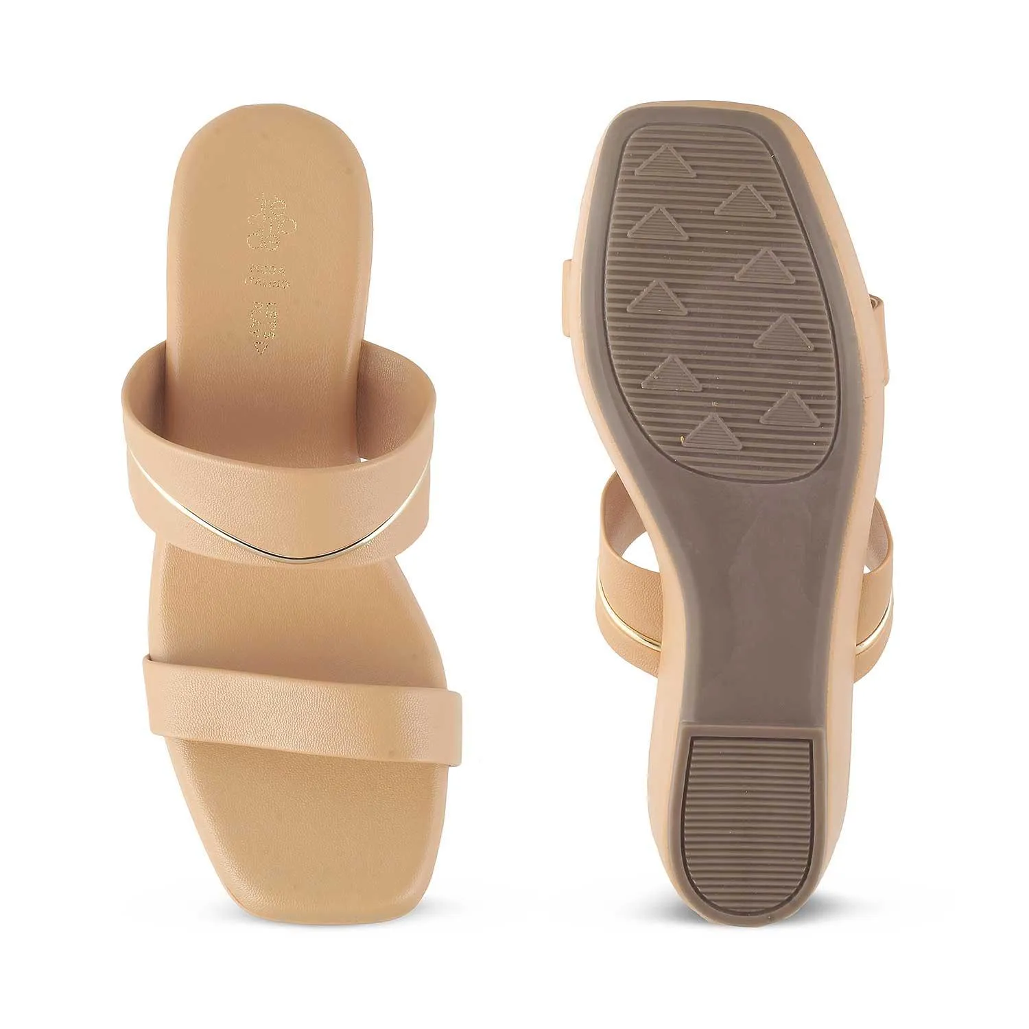 The Fame Beige Women's Dress Wedge Sandals Tresmode