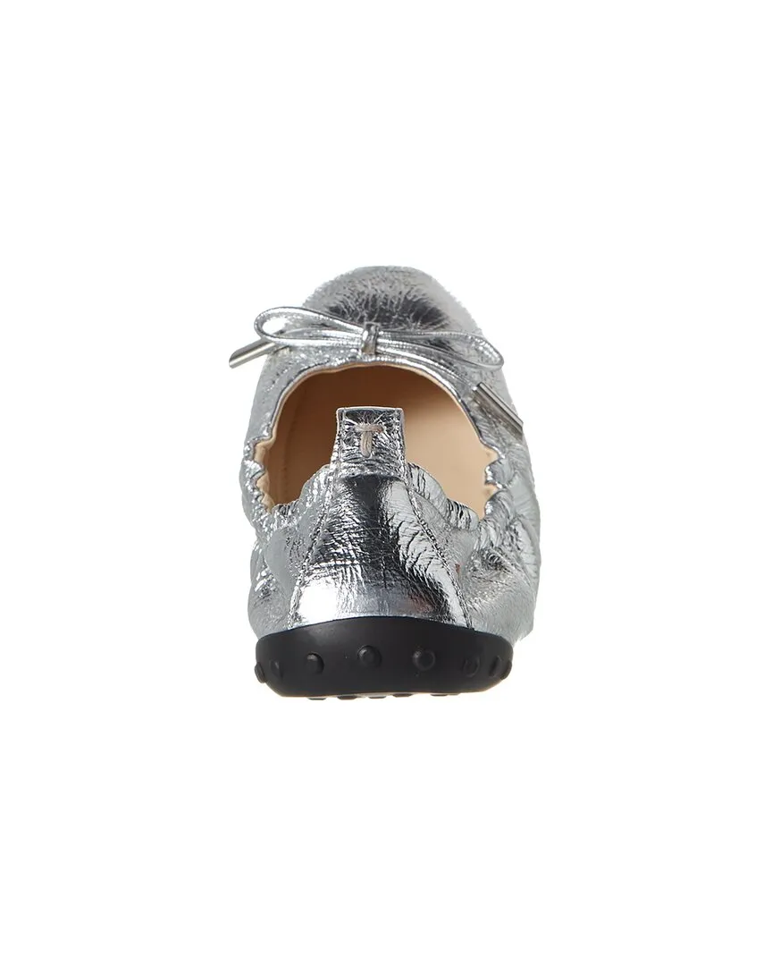TOD’s Gommino Metallic Leather Ballerina Flat