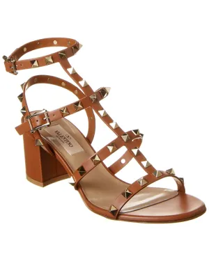 Valentino Rockstud Caged 60 Leather Ankle Strap Sandal