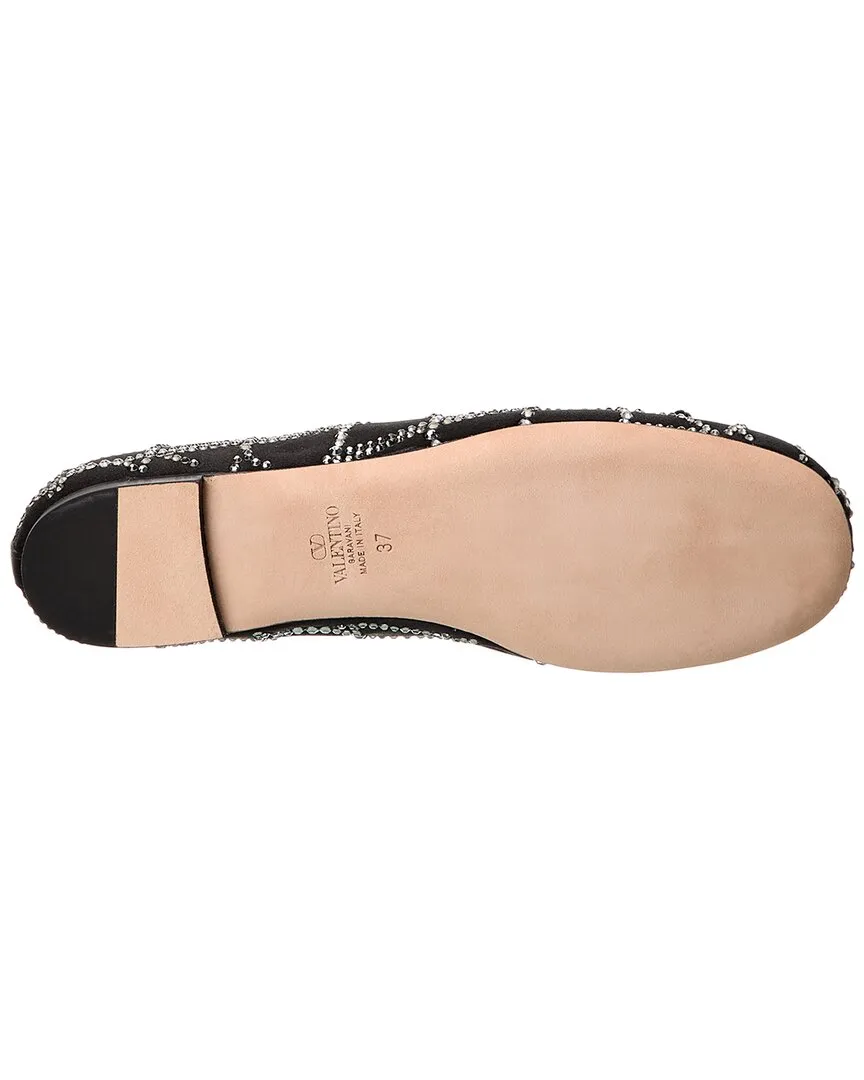 Valentino Vlogo Toile Iconographe Satin Ballerina Flat