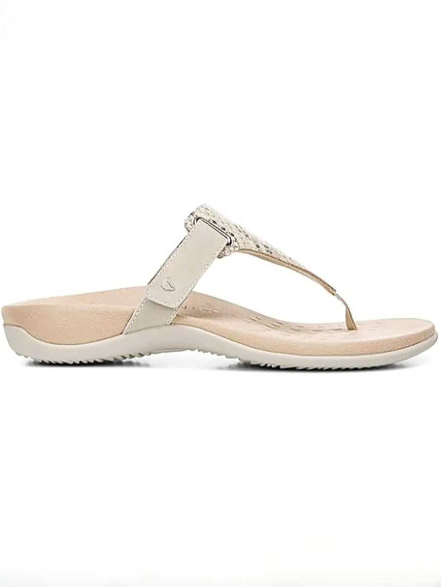 Vionic Size 12 Cream & Taupe Snakeskin Print Sandals