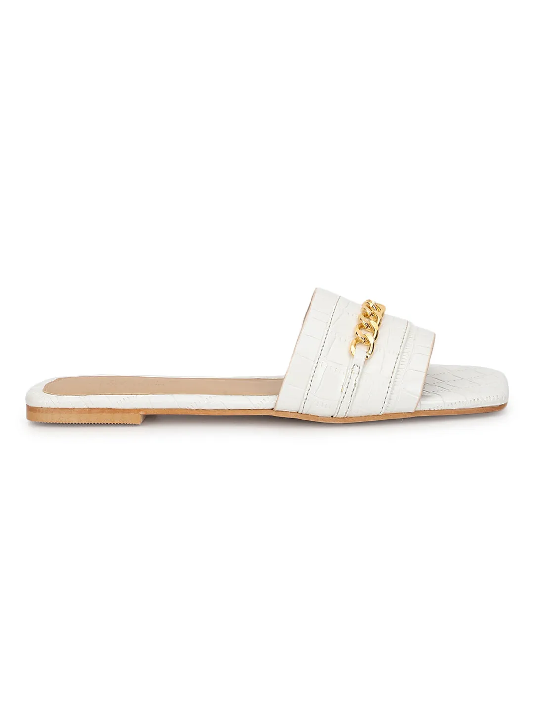 White Croc Patent Slip-On Flats (TC-ST-002-WHT)