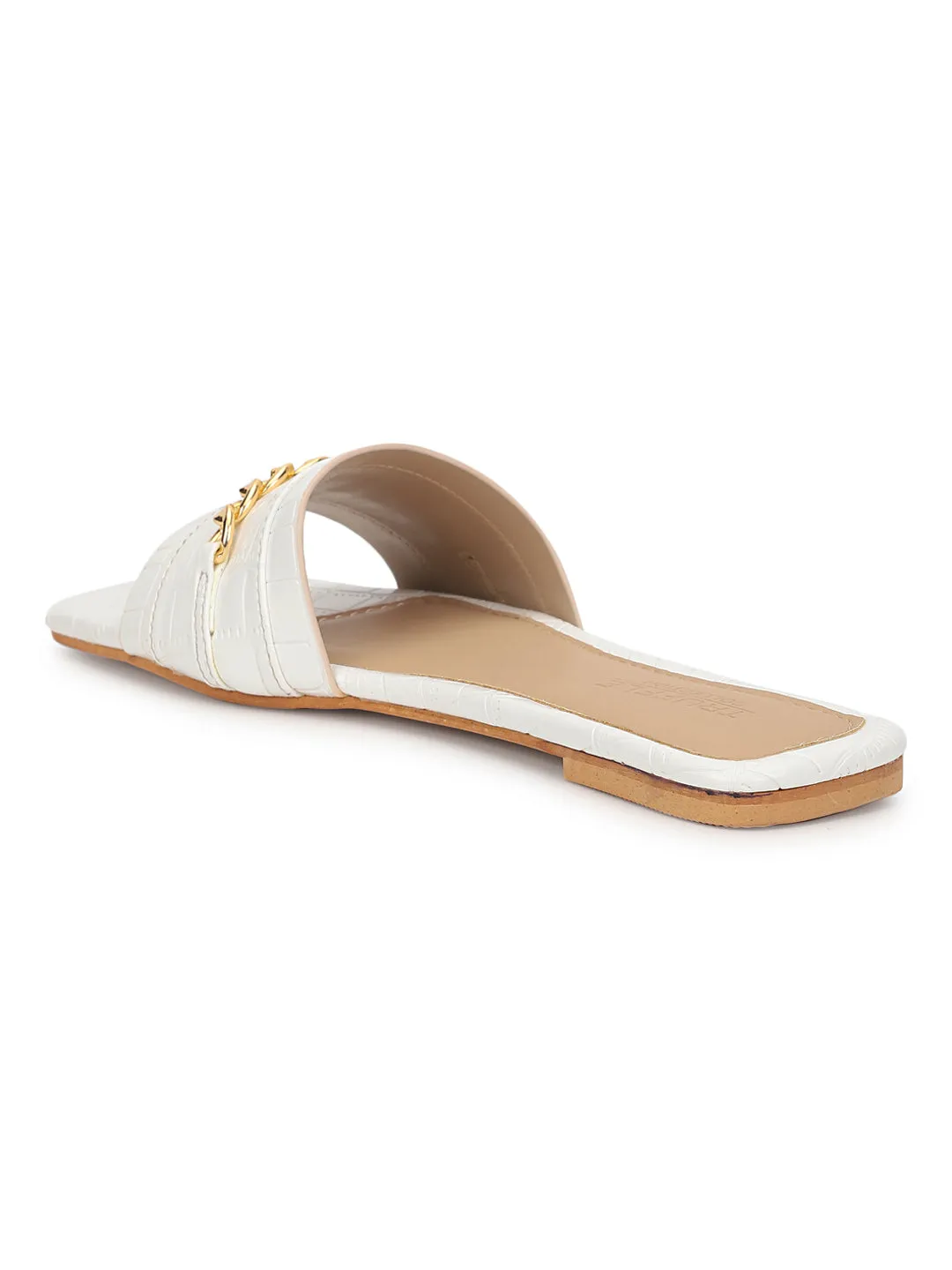 White Croc Patent Slip-On Flats (TC-ST-002-WHT)