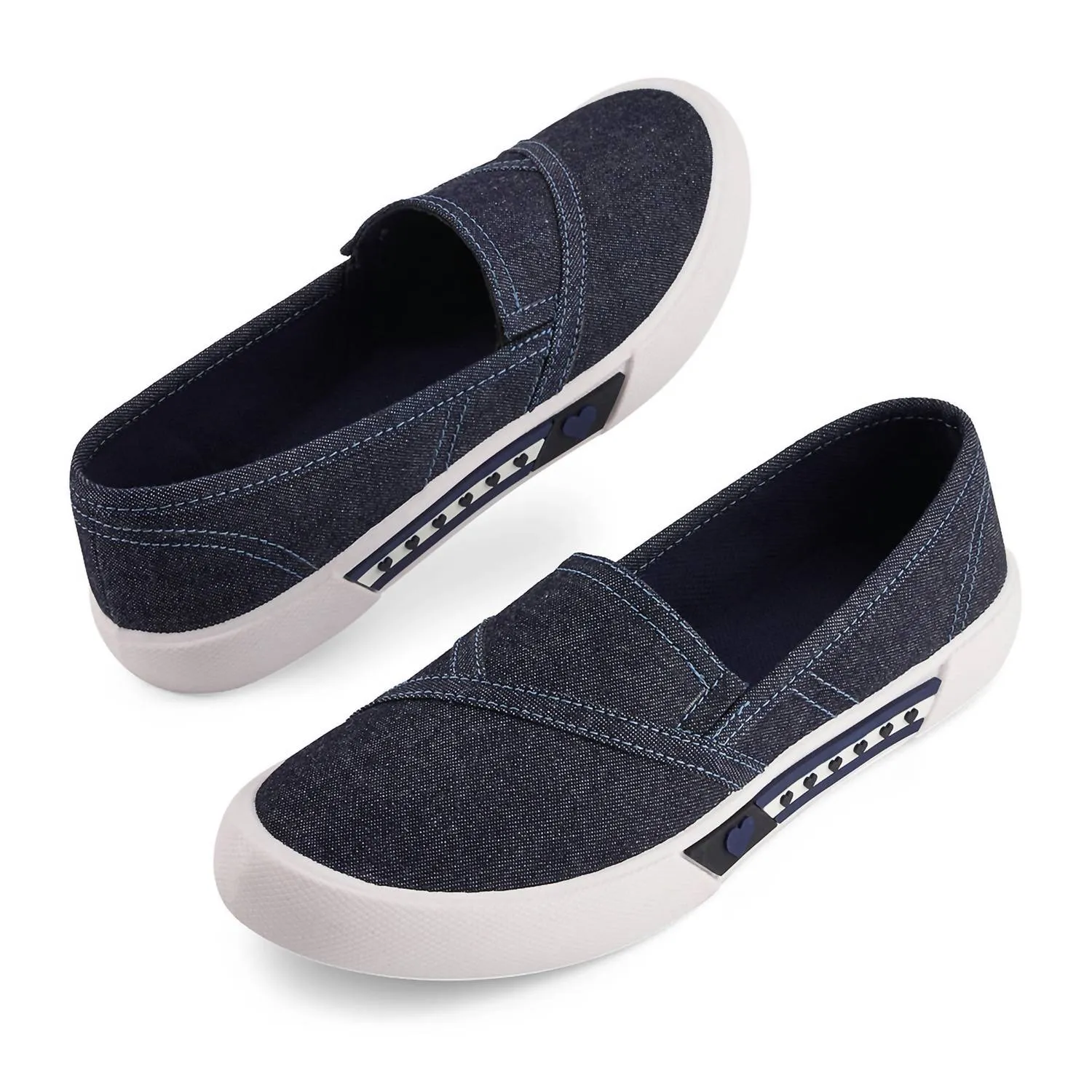 Women's Canvas Flats Hearts In Denim